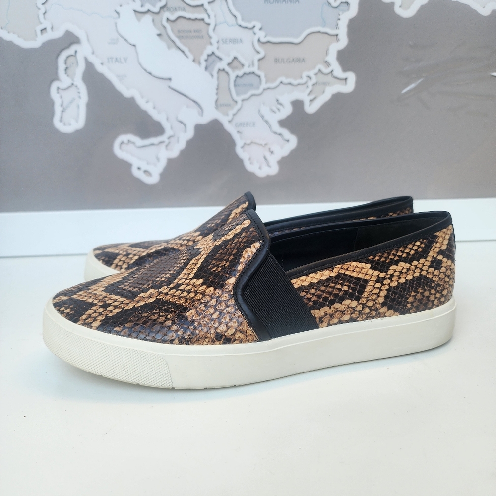 Vince Blair Snakeskin-Embossed Leather Sneakers